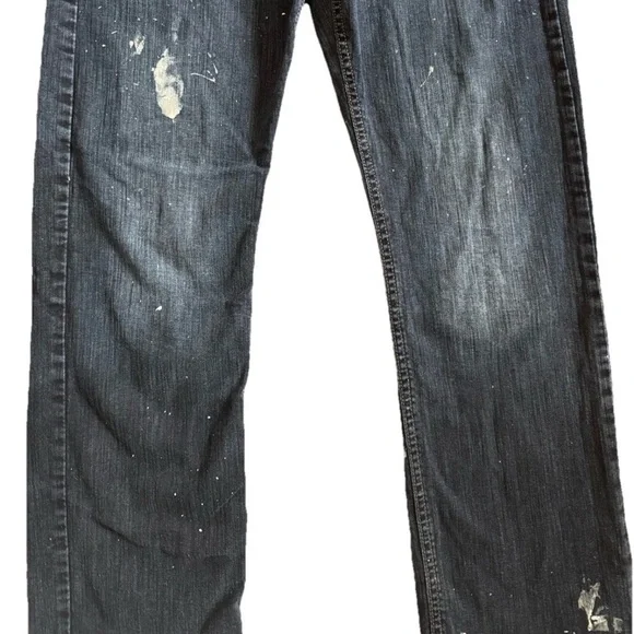 Wrangler Men’s Straight Leg Jean Dark Wash 31x32 *Paint Splattered for Work - Picture 5 of 6